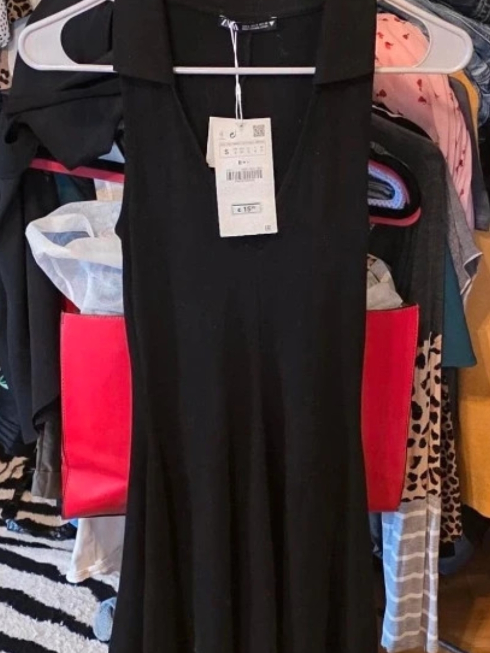 Zara Black Midi Dress with Collar